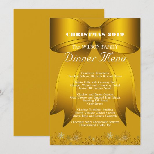 Gouden Kerstmenu Aangepast Menu (Voorkant / Achterkant)