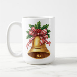 Gouden Kerstmis Bel Hulst en Gestreepte Strik Koffiemok