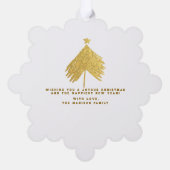 Gouden Kerstmis Bloemen Pet's Eerste Kerstmis Foto Ornament Kaart (Achterkant)