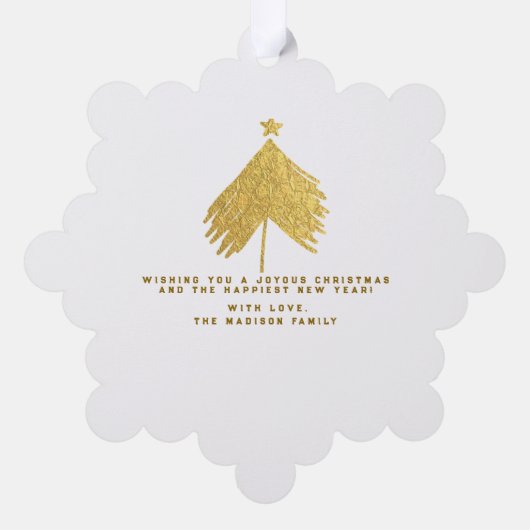 Gouden Kerstmis Bloemen Pet's Eerste Kerstmis Foto Ornament Kaart (Achterkant)