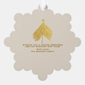 Gouden Kerstmis Bloemen Pet's Eerste Kerstmis Foto Ornament Kaart (Achterkant)