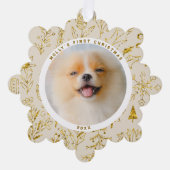 Gouden Kerstmis Bloemen Pet's Eerste Kerstmis Foto Ornament Kaart (Voorkant)