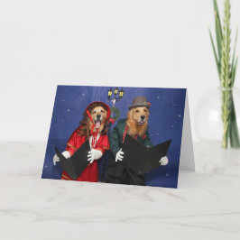 Gouden Kerstmis Carolers Feestdagen Kaart