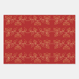 Gouden Kerstmis Decoratie Patroon Inpakpapier Vel