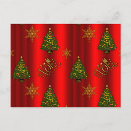 Gouden Kerstmis en Kerstbomen Rood Feestdagenkaart