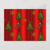 Gouden Kerstmis en Kerstbomen Rood Feestdagenkaart (Voorkant)