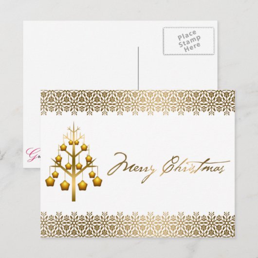 Gouden Kerstmis Feestdagenkaart (Voorkant / Achterkant)