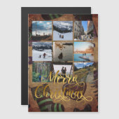 Gouden Kerstmis Foto Collage Cadeau Magneet (Voorkant / Achterkant)