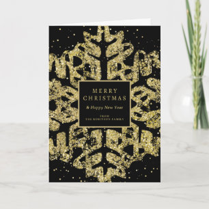 Gouden Kerstmis Glitter Sneeuwvlok Corporate Zwart Feestdagen Kaart