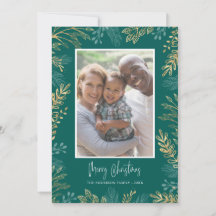 Gouden Kerstmis Groen op Blauwgroen 2 Foto