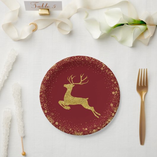 Gouden Kerstmis Herten elegant ontwerp Papieren Bordje (Huwelijk)