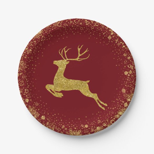 Gouden Kerstmis Herten elegant ontwerp Papieren Bordje (Voorkant)