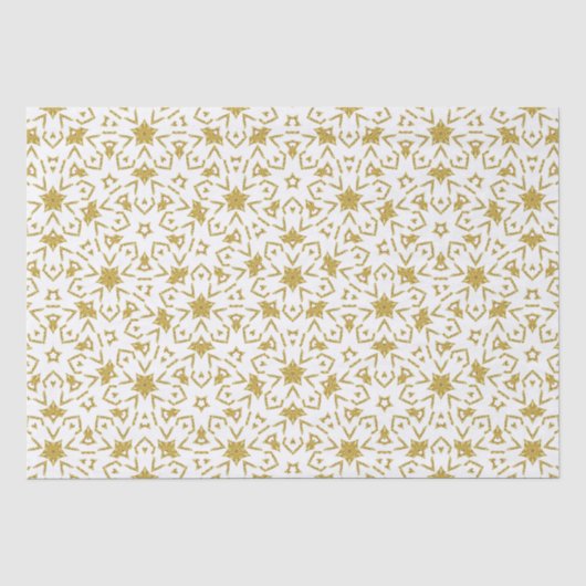 Gouden Kerstmis Luxe Patroon Sterren Glitter Tissuepapier (Voorkant)