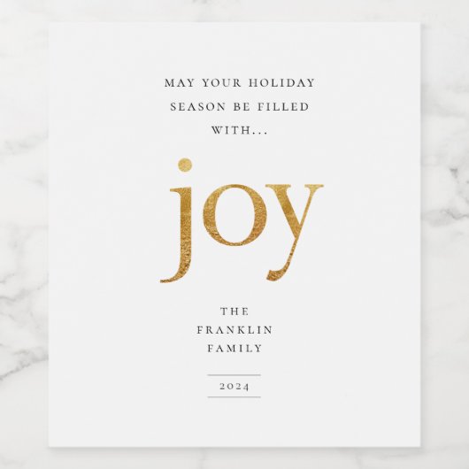 Gouden Kerstmis met Moderne Vreugde Wijn Etiket (Enkel label)