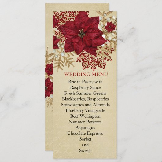 Gouden Kerstmis Miracle Bruiloft Menu (Voorkant / Achterkant)