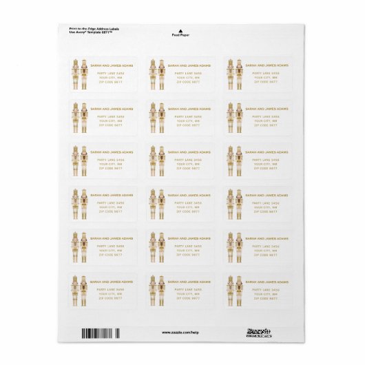 GOUDEN KERSTMIS NOTENKRAKER ADRES STICKER (Full Sheet)