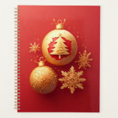 Gouden Kerstmis Rode Ornament Planner (Voorkant)