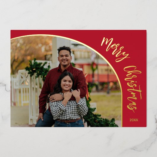 Gouden Kerstmis Script Folie Feestdagenkaart (Voorkant)