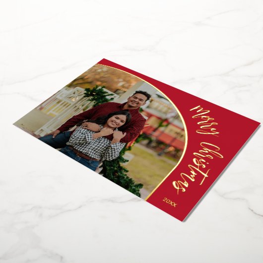 Gouden Kerstmis Script Folie Feestdagenkaart (Gedraaid)