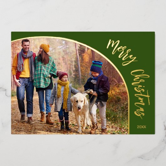 Gouden Kerstmis Script Folie Feestdagenkaart (Voorkant)