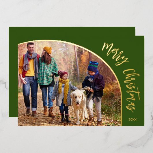 Gouden Kerstmis Script Folie Feestdagenkaart (Voorkant / Achterkant)