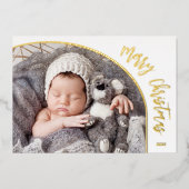 Gouden Kerstmis Script Folie Feestdagenkaart (Voorkant)