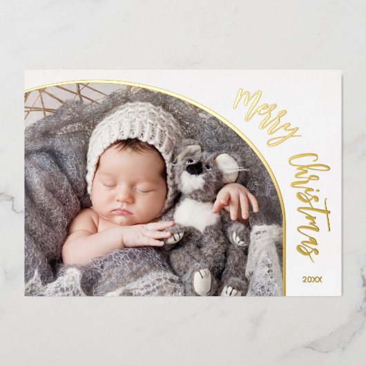 Gouden Kerstmis Script Folie Feestdagenkaart (Voorkant)