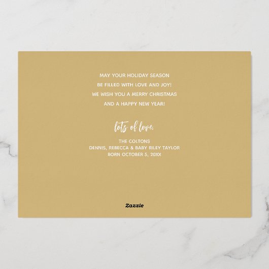 Gouden Kerstmis Script Folie Feestdagenkaart (Achterkant)