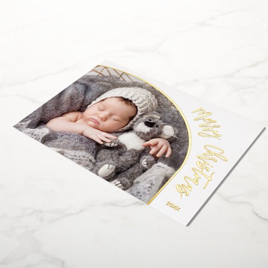 Gouden Kerstmis Script Folie Feestdagenkaart (Gedraaid)