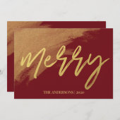 Gouden Kerstmis Script Foto Feestdagenkaart (Voorkant / Achterkant)