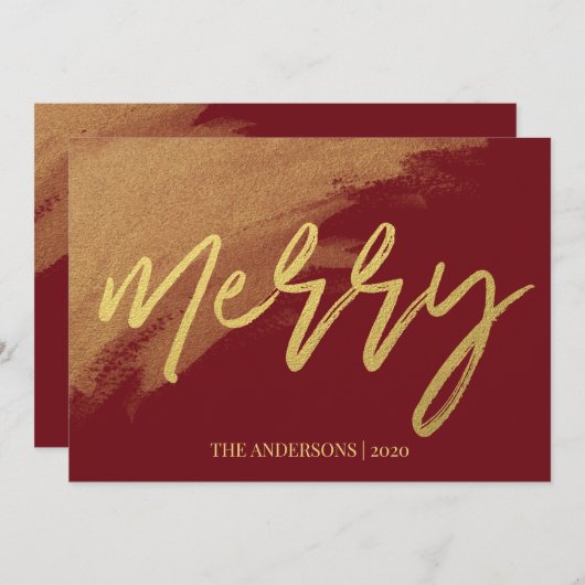 Gouden Kerstmis Script Foto Feestdagenkaart (Voorkant / Achterkant)