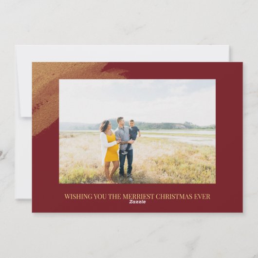 Gouden Kerstmis Script Foto Feestdagenkaart (Achterkant)