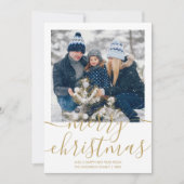 Gouden Kerstmis Script Foto Vakantiekaart Feestdagenkaart (Voorkant)