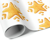 Gouden Kerstmis Sneeuw Patroon Cadeaupapier (Rol Hoek)