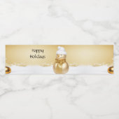 Gouden Kerstmis Sneeuwman Vakantie Waterfles Etiket (Enkel label)