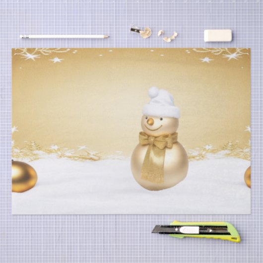Gouden Kerstmis Sneeuwman Vakantie Weefsel Papier (Craft)