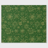 Gouden Kerstmis Sneeuwvlokken op Custom Green Cadeaupapier (Vlak)