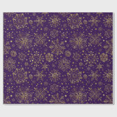 Gouden Kerstmis Sneeuwvlokken Paarse Verwisselbare Cadeaupapier (Vlak)