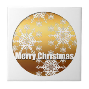 Gouden Kerstmis Sneeuwvlokken - Tegeltje