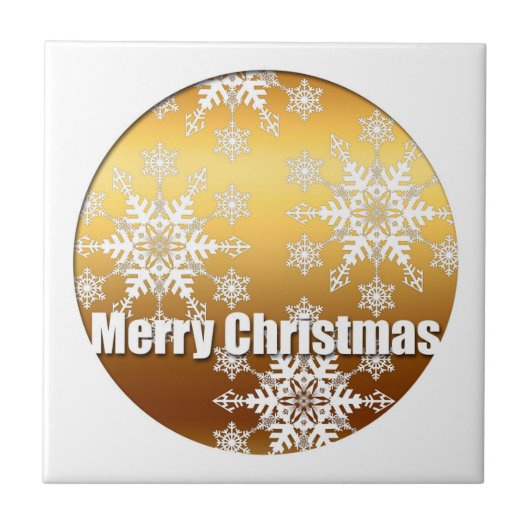 Gouden Kerstmis Sneeuwvlokken - Tegeltje (Voorkant)