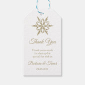 Gouden Kerstmis Sneeuwvlokken Winter Bruiloft Dank Cadeaulabel (Voorkant)