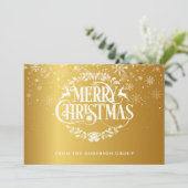 Gouden Kerstmis Sneeuwvlokken Zakelijk  Feestdagenkaart (Staand voorkant)