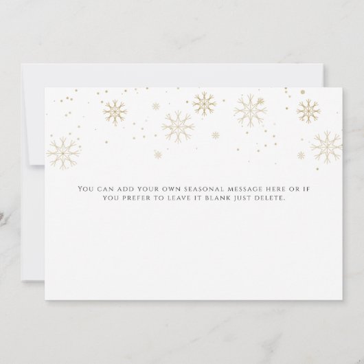 Gouden Kerstmis Sneeuwvlokken Zakelijk  Feestdagenkaart (Achterkant)