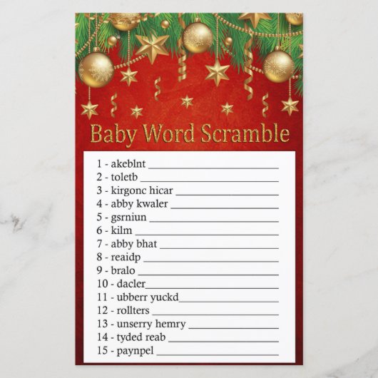 gouden kerstmis speelgoed Baby word scramble game (Voorkant)
