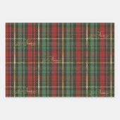 Gouden Kerstmis Tartan & Gouden 'Vrolijke Kerstmis Inpakpapier Vel (Voorkant 3)
