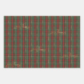 Gouden Kerstmis Tartan & Gouden 'Vrolijke Kerstmis Inpakpapier Vel (Voorkant 2)