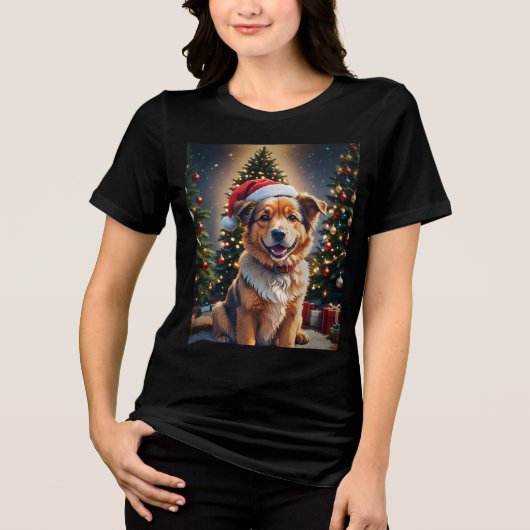 Gouden Kerstmis Tri-Blend Shirt (Voorkant)