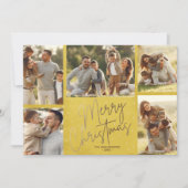 Gouden Kerstmis Vijf Foto's Kerstkaart (Voorkant)