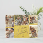 Gouden Kerstmis Vijf Foto's Kerstkaart (Staand voorkant)