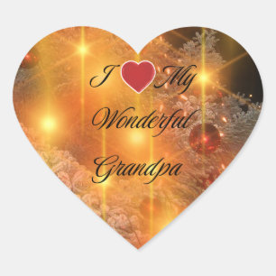 Gouden Kerstmis voor opa Heart Sticker
